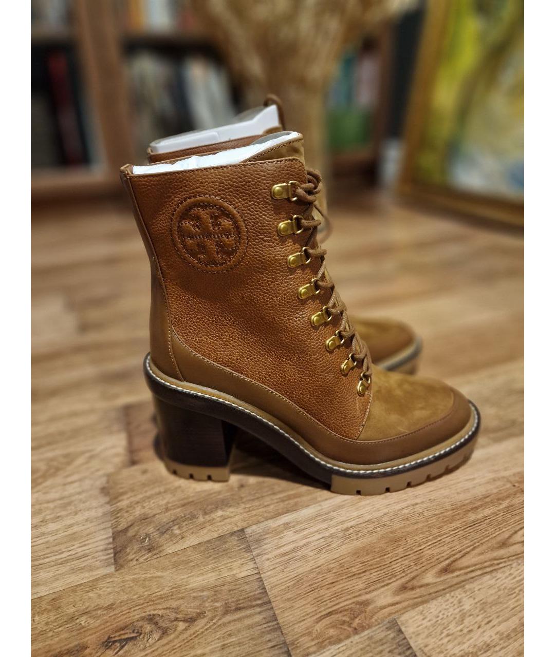 TORY BURCH Коричневые кожаные ботильоны, фото 4