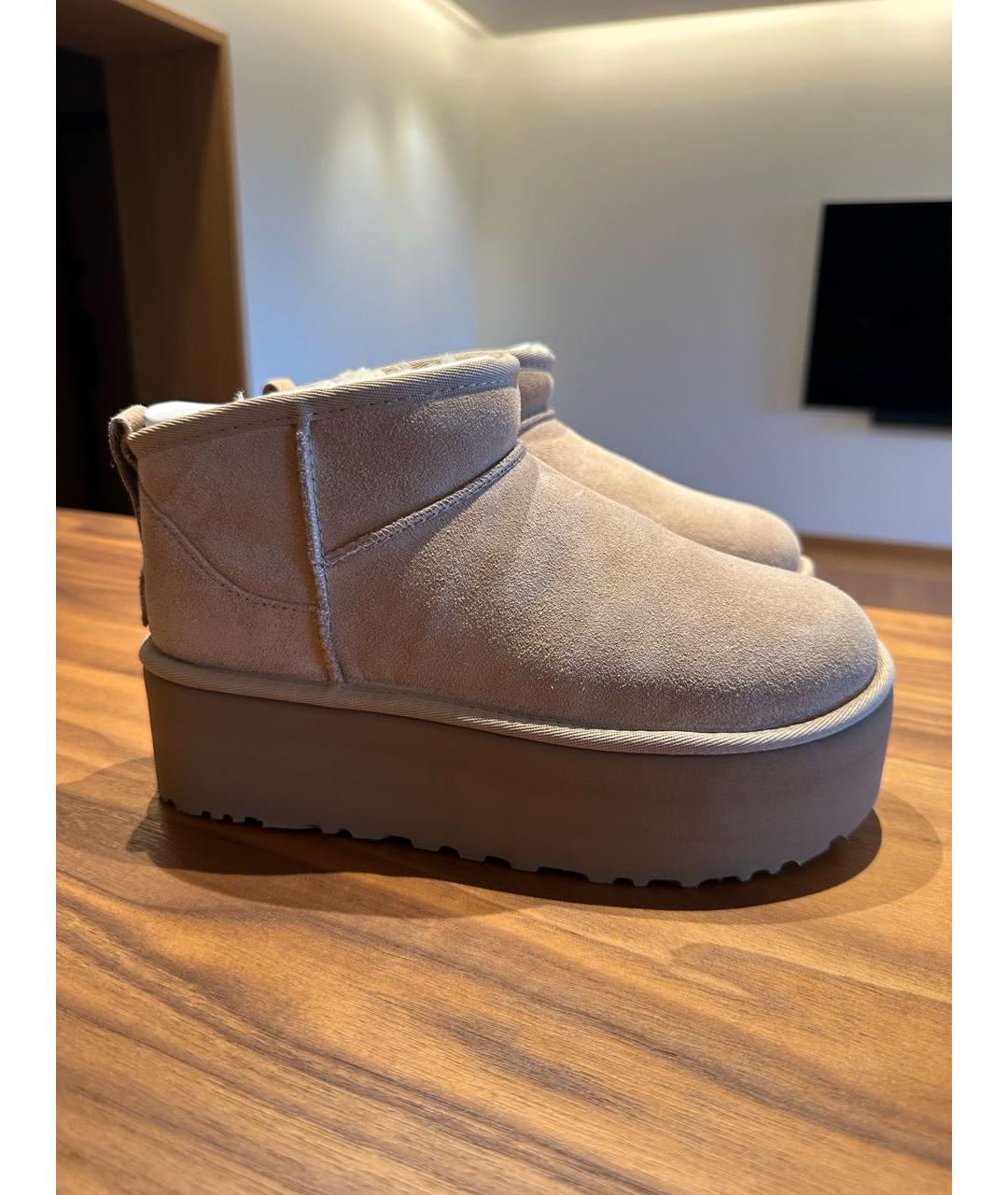 UGG AUSTRALIA Бежевые замшевые ботинки, фото 5