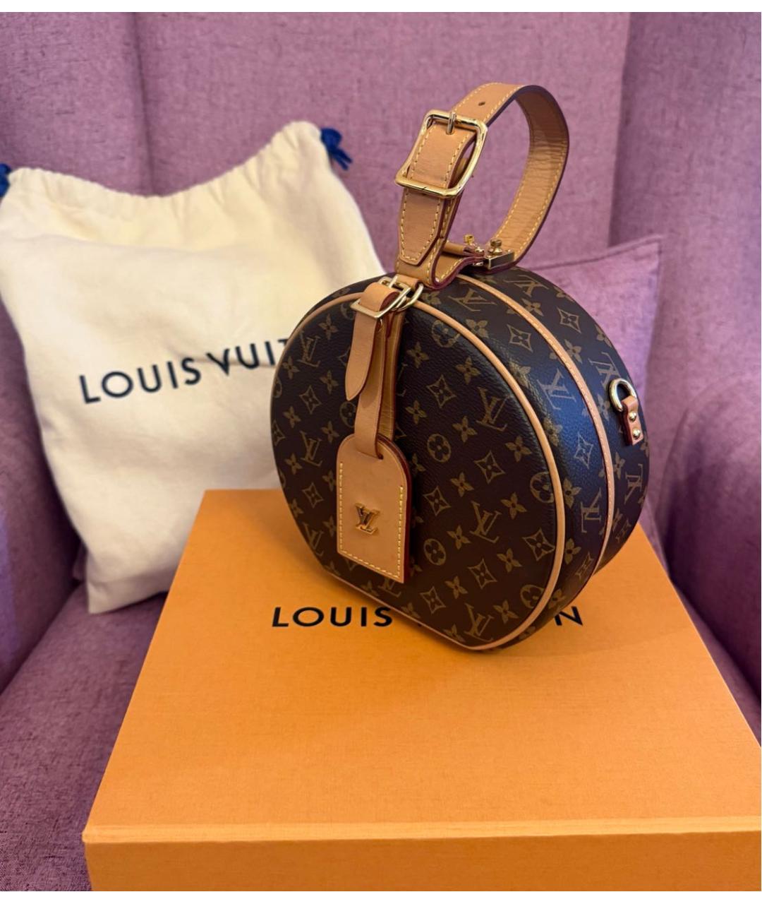 LOUIS VUITTON Коричневая кожаная сумка через плечо, фото 4
