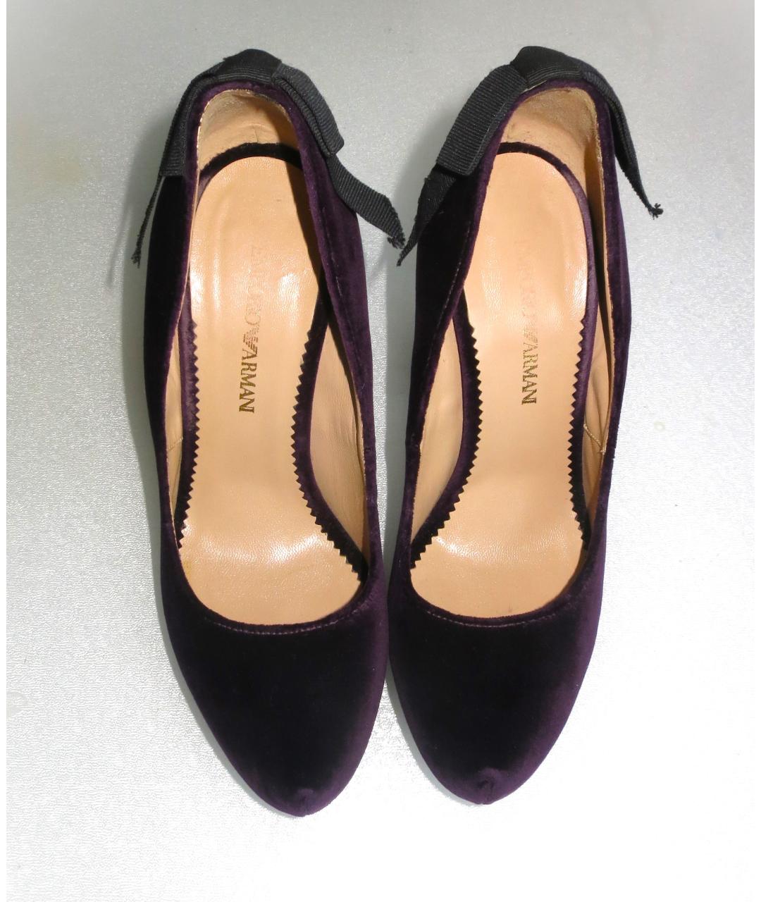 EMPORIO ARMANI Фиолетовые бархатные туфли, фото 2