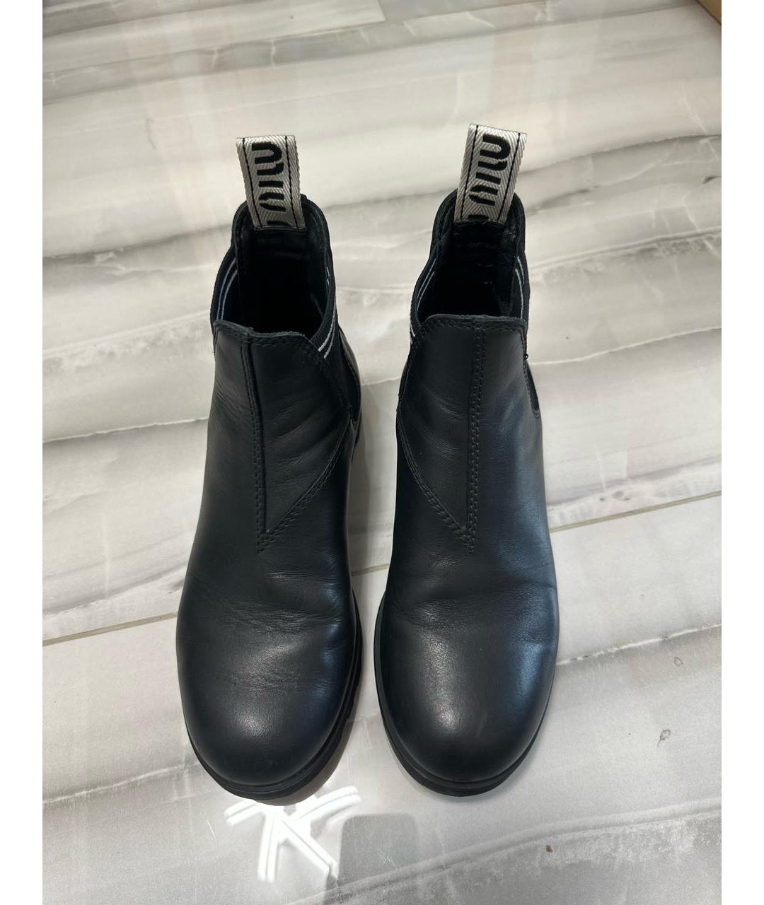 MIU MIU Черные кожаные ботинки, фото 2