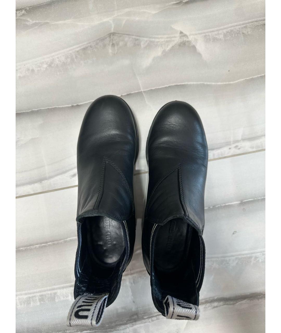 MIU MIU Черные кожаные ботинки, фото 3