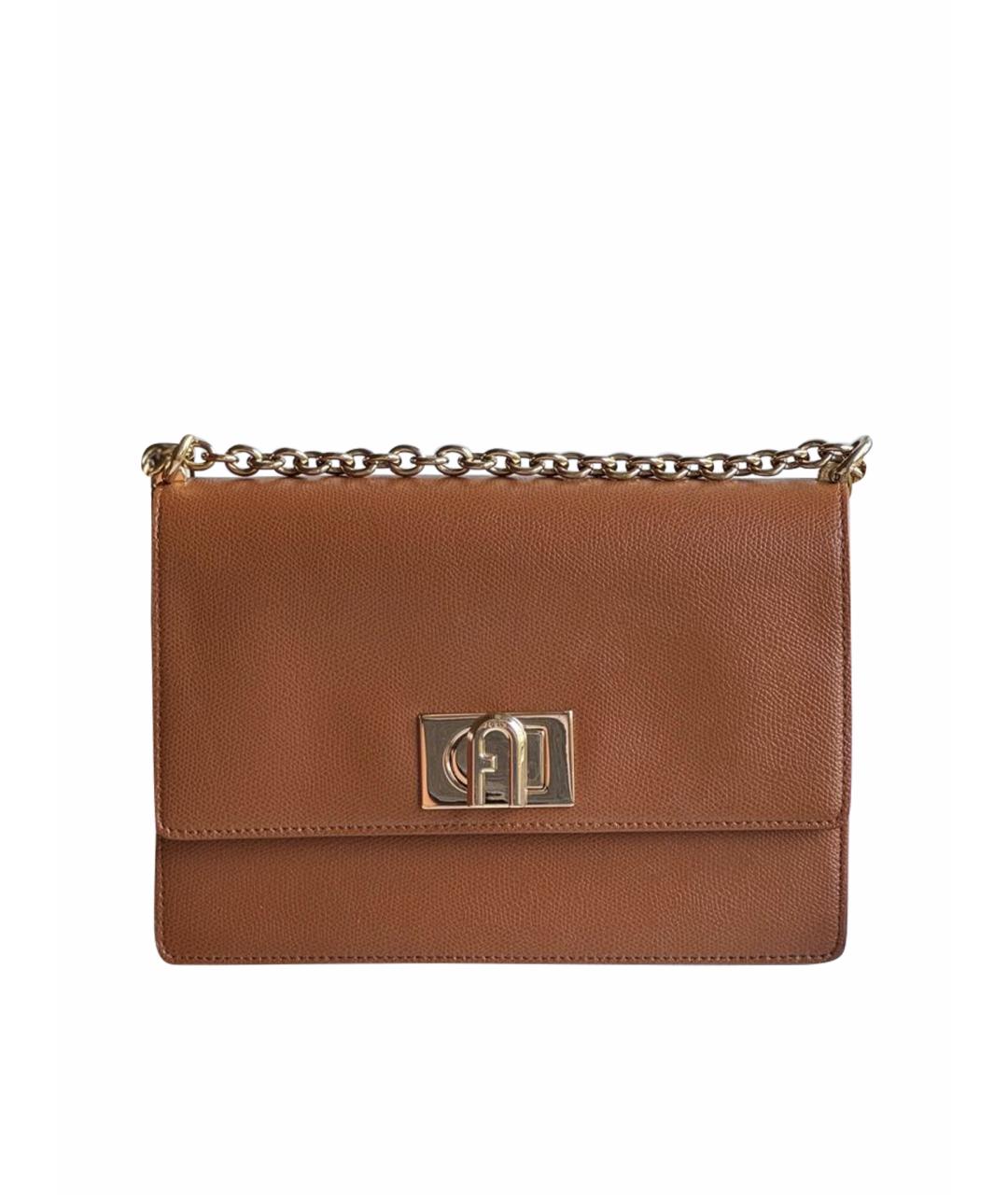 FURLA Коричневая кожаная сумка через плечо, фото 1