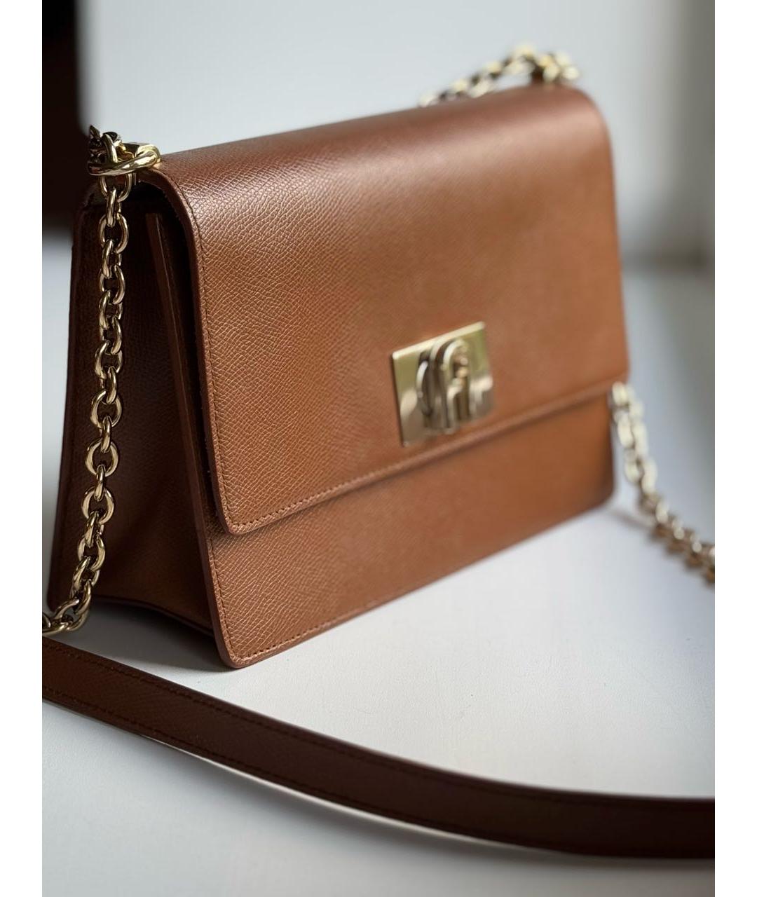 FURLA Коричневая кожаная сумка через плечо, фото 2