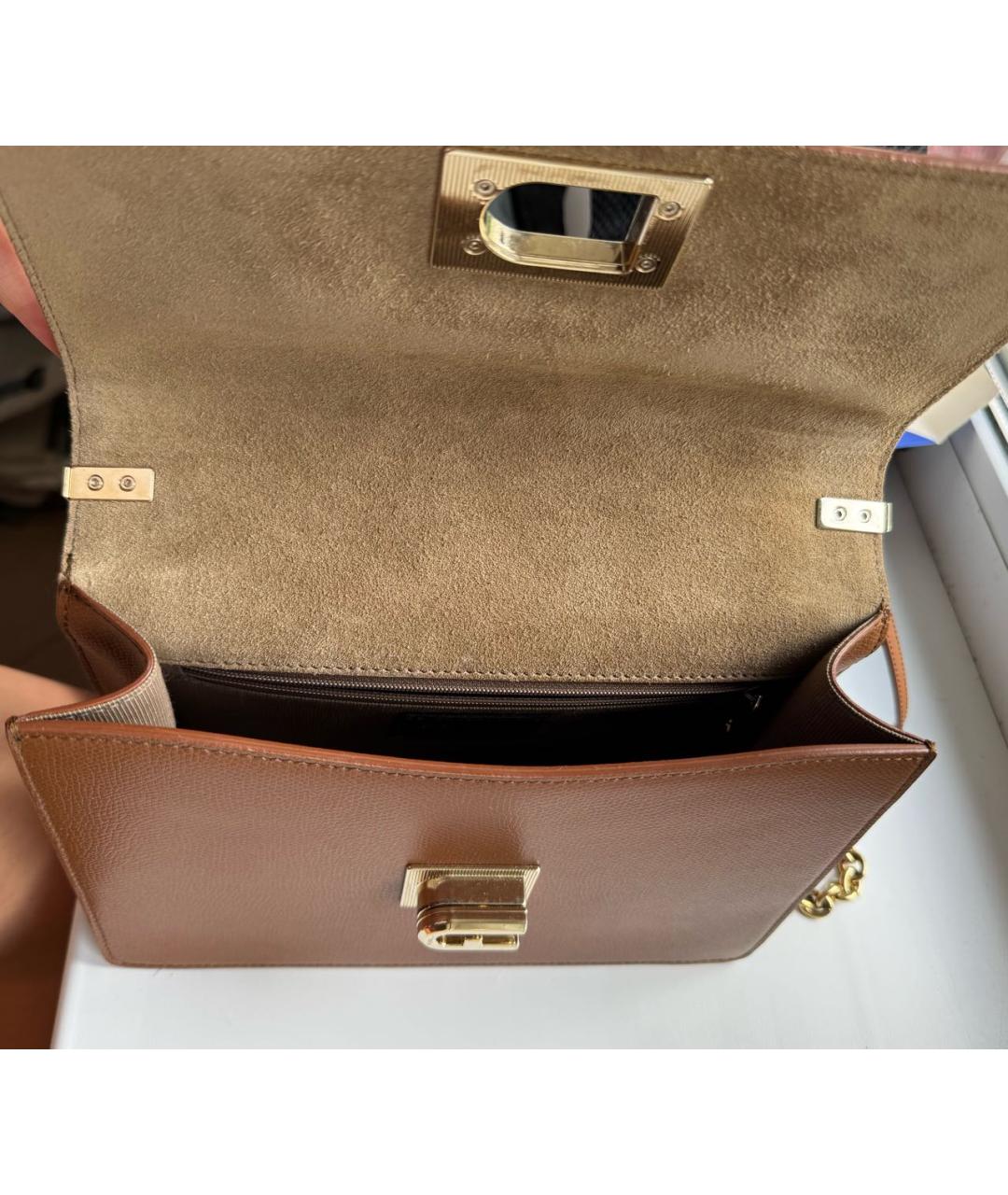 FURLA Коричневая кожаная сумка через плечо, фото 6