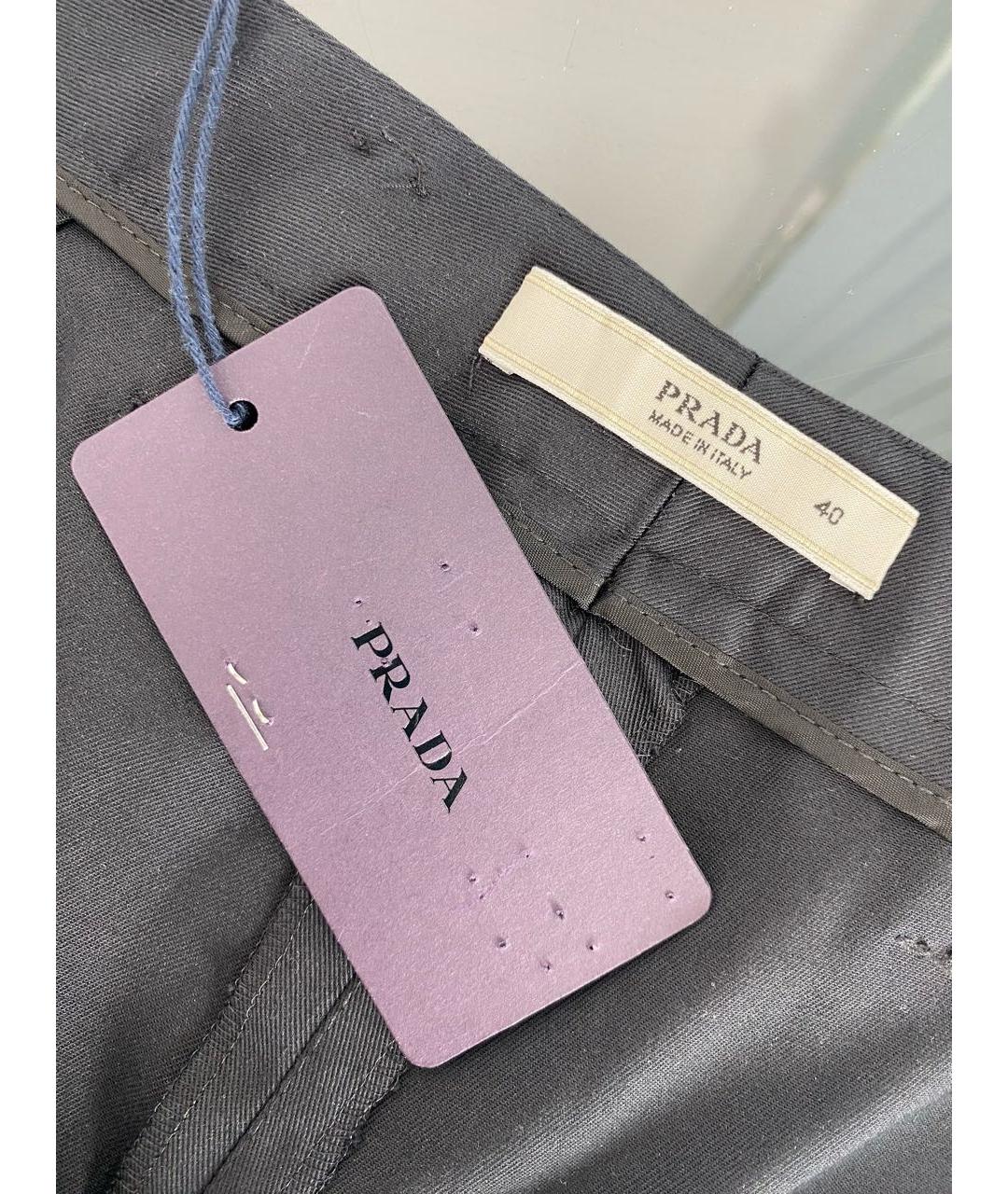 PRADA Черные хлопковые прямые брюки, фото 4