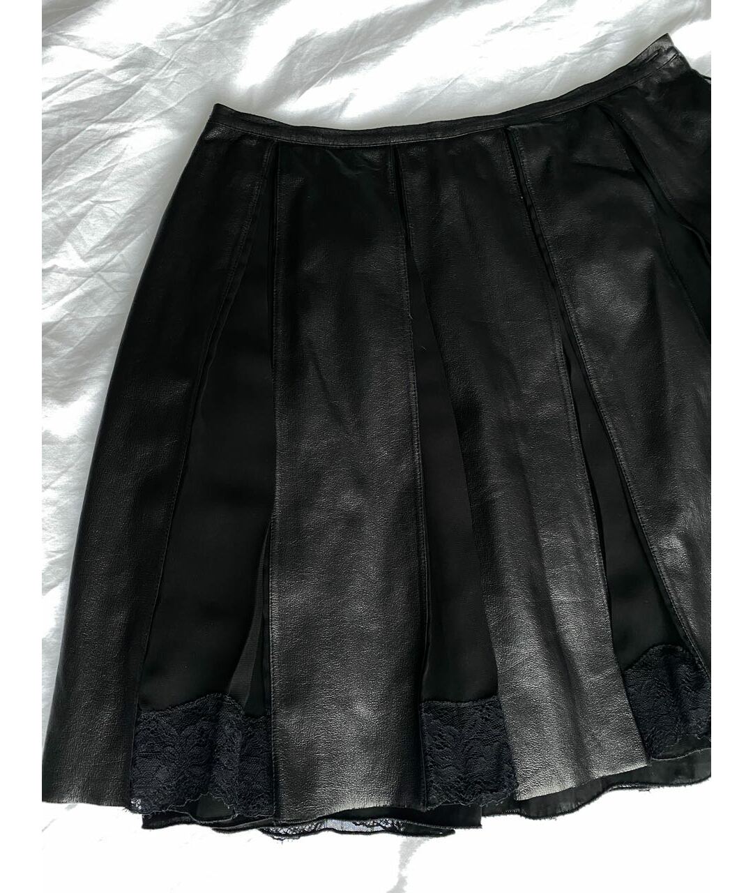 ERMANNO SCERVINO Черная кожаная юбка мини, фото 6