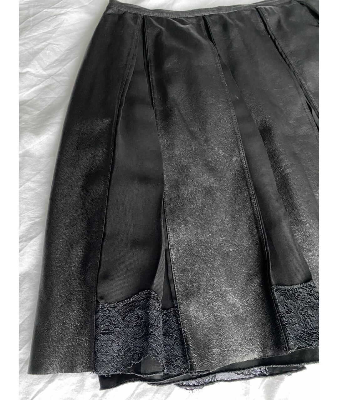 ERMANNO SCERVINO Черная кожаная юбка мини, фото 2