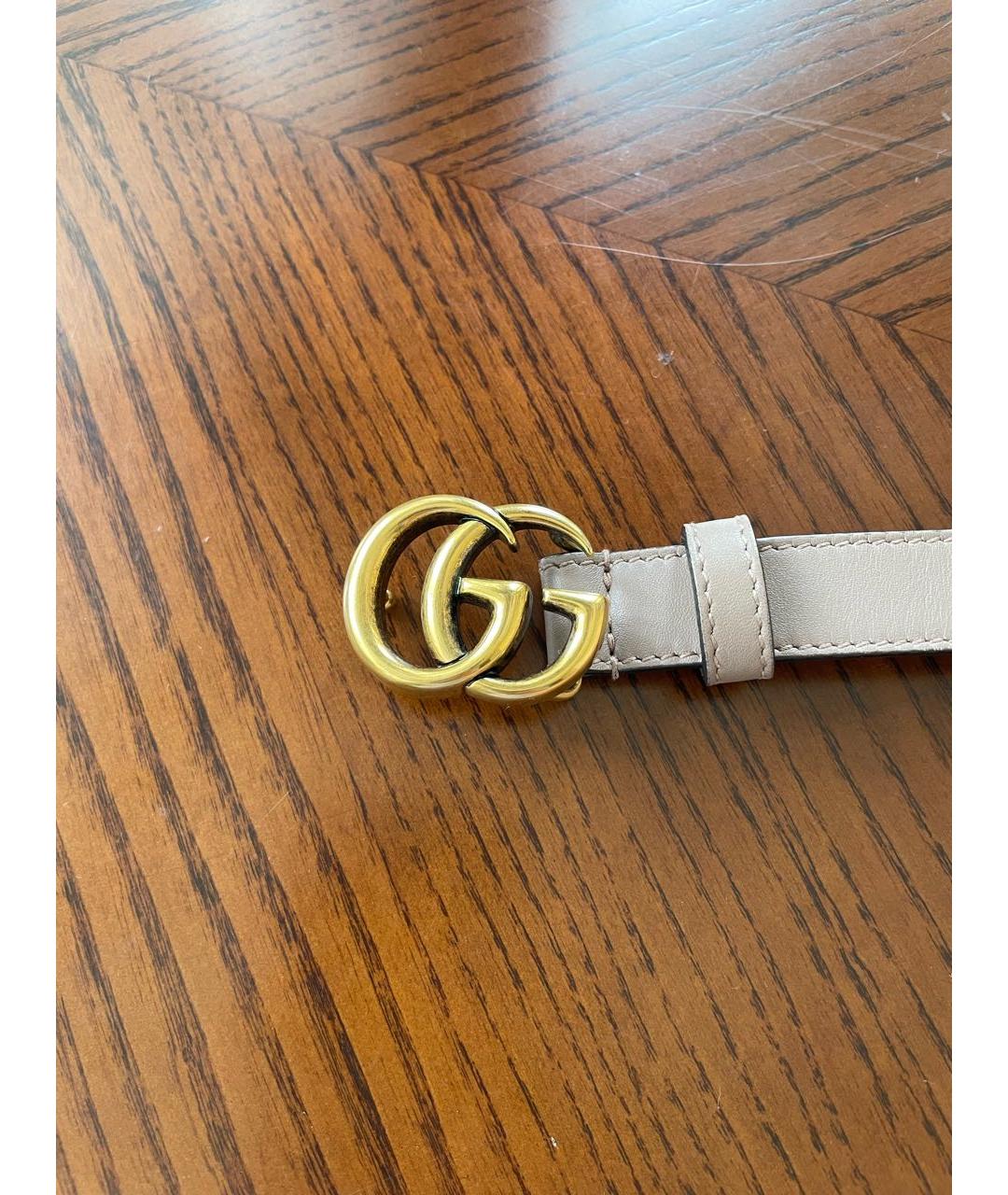 GUCCI Бежевый кожаный ремень, фото 2
