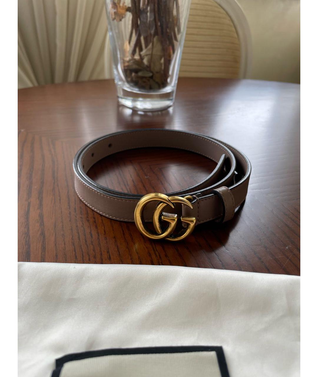 GUCCI Бежевый кожаный ремень, фото 6