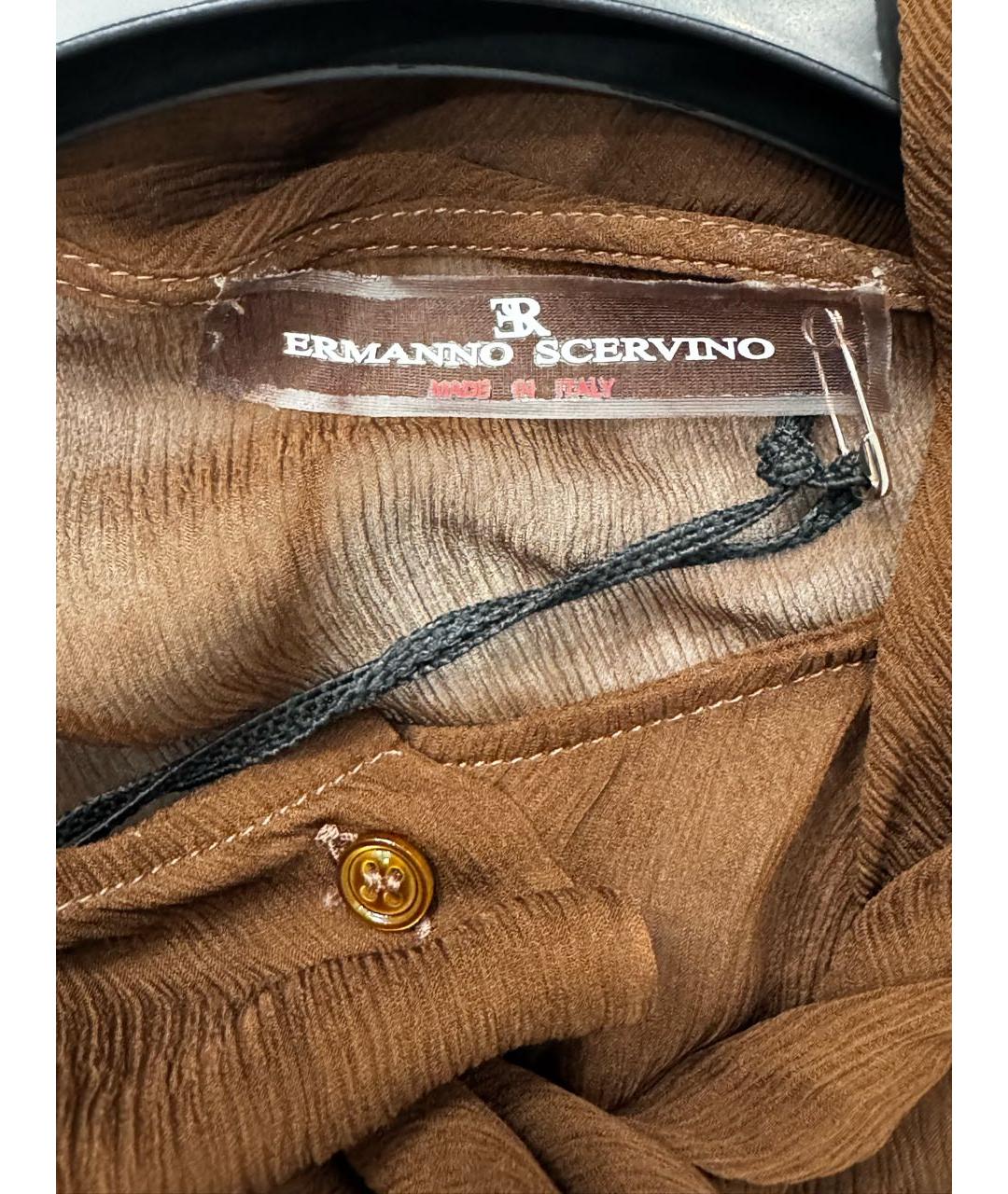ERMANNO SCERVINO Коричневая шелковая блузы, фото 4