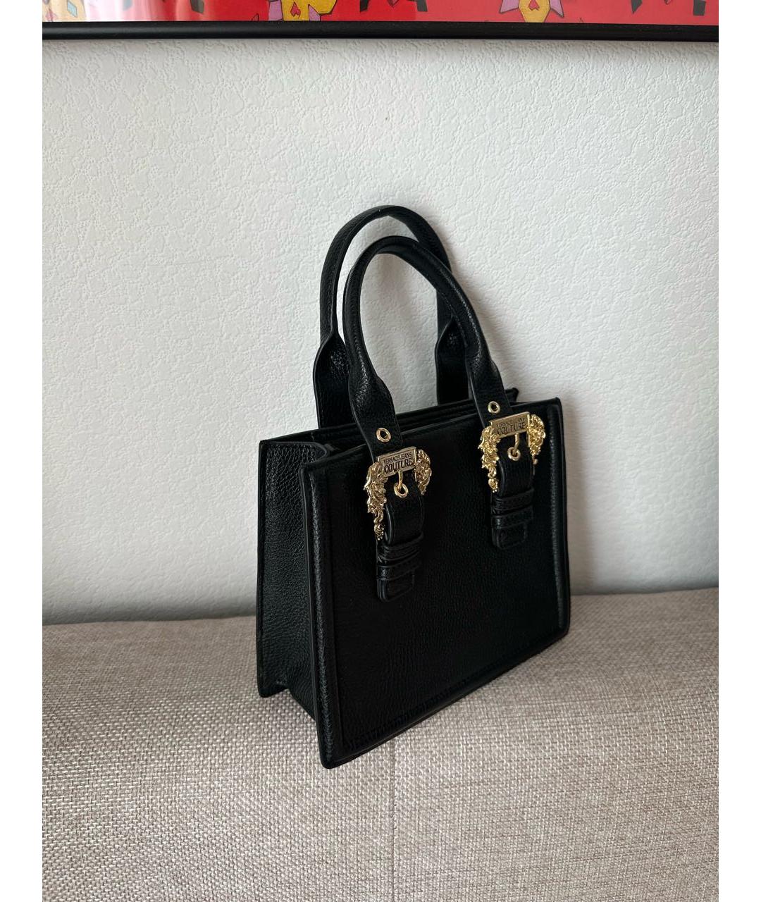 VERSACE JEANS COUTURE Черная сумка с короткими ручками из искусственной кожи, фото 2