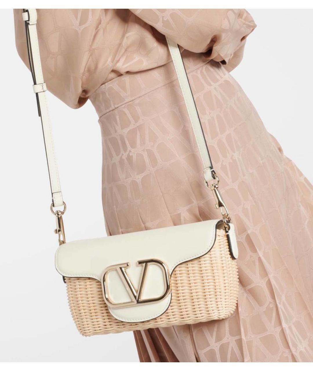 VALENTINO Бежевая пелетеная сумка через плечо, фото 5