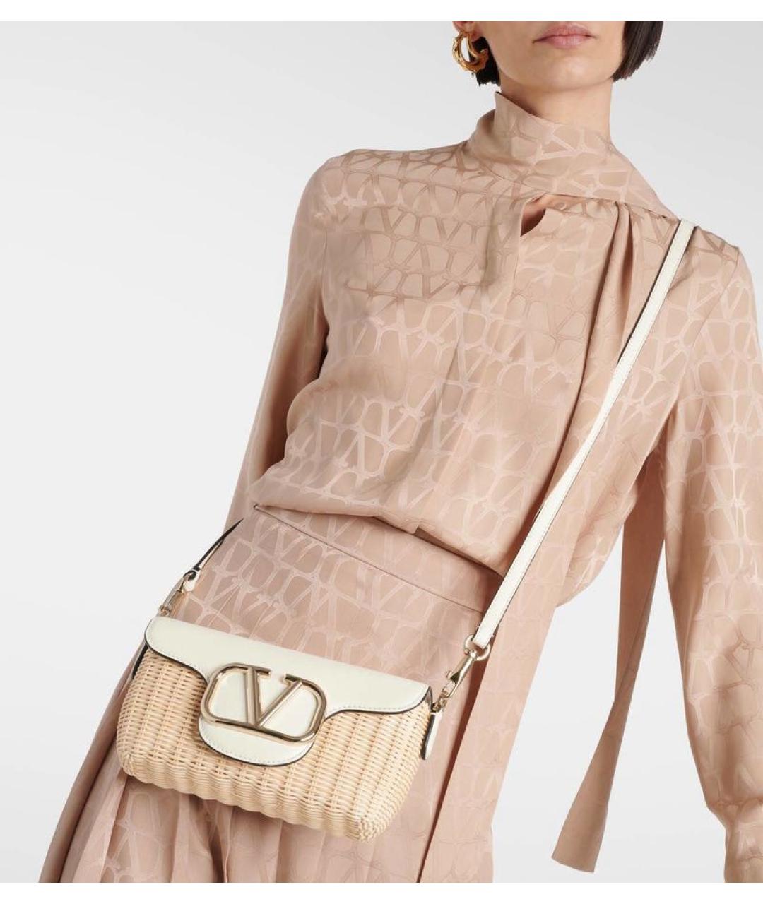 VALENTINO Бежевая пелетеная сумка через плечо, фото 3