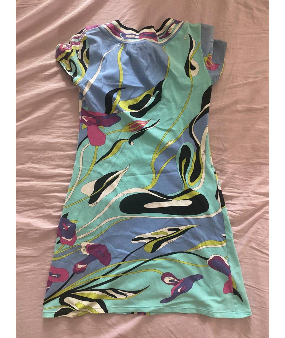 EMILIO PUCCI Бирюзовый хлопко-эластановый сарафан, фото 2