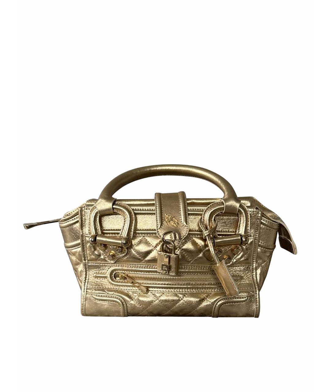 BURBERRY Золотая кожаная сумка с короткими ручками, фото 1