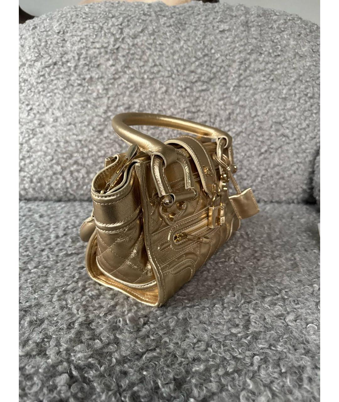 BURBERRY Золотая кожаная сумка с короткими ручками, фото 2