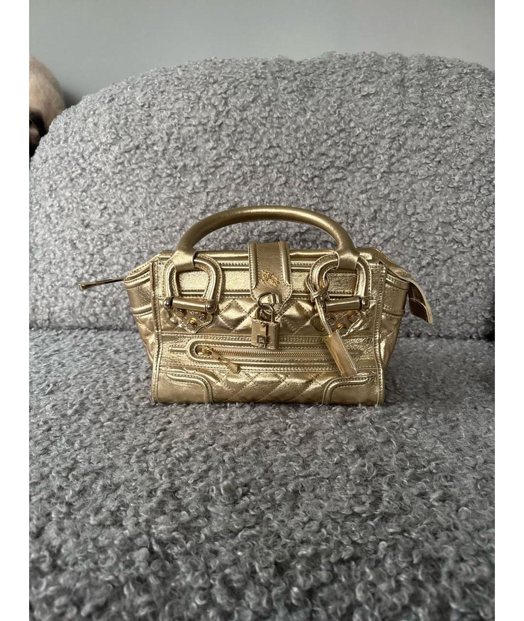 BURBERRY Золотая кожаная сумка с короткими ручками, фото 9