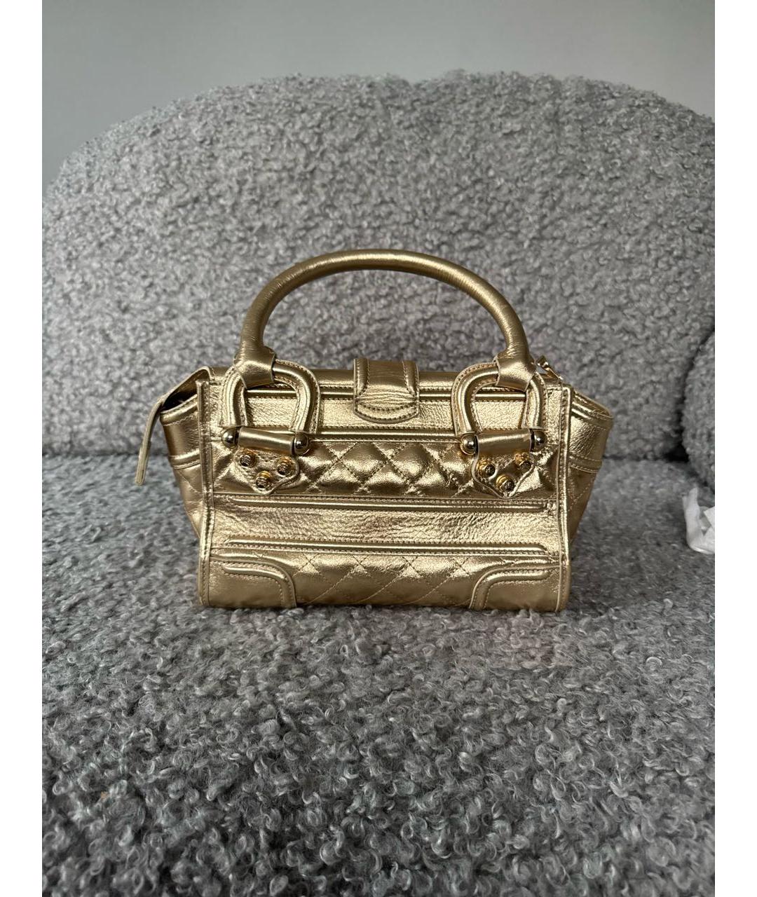BURBERRY Золотая кожаная сумка с короткими ручками, фото 3