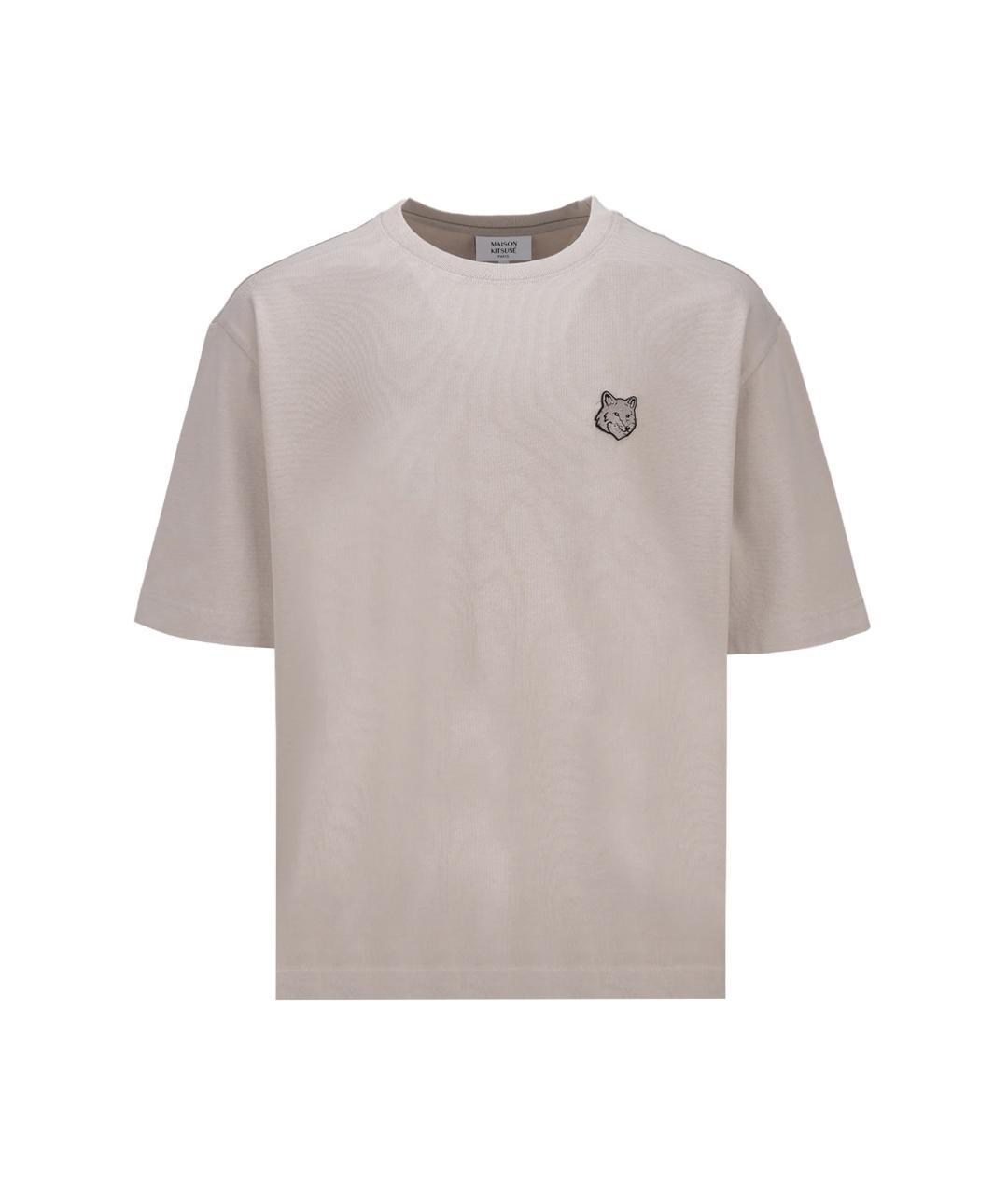 MAISON KITSUNE Бежевая хлопковая футболка, фото 1