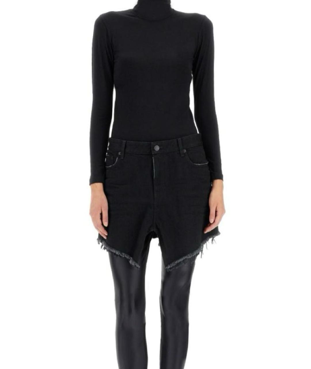 BALENCIAGA Черная деним юбка мини, фото 3