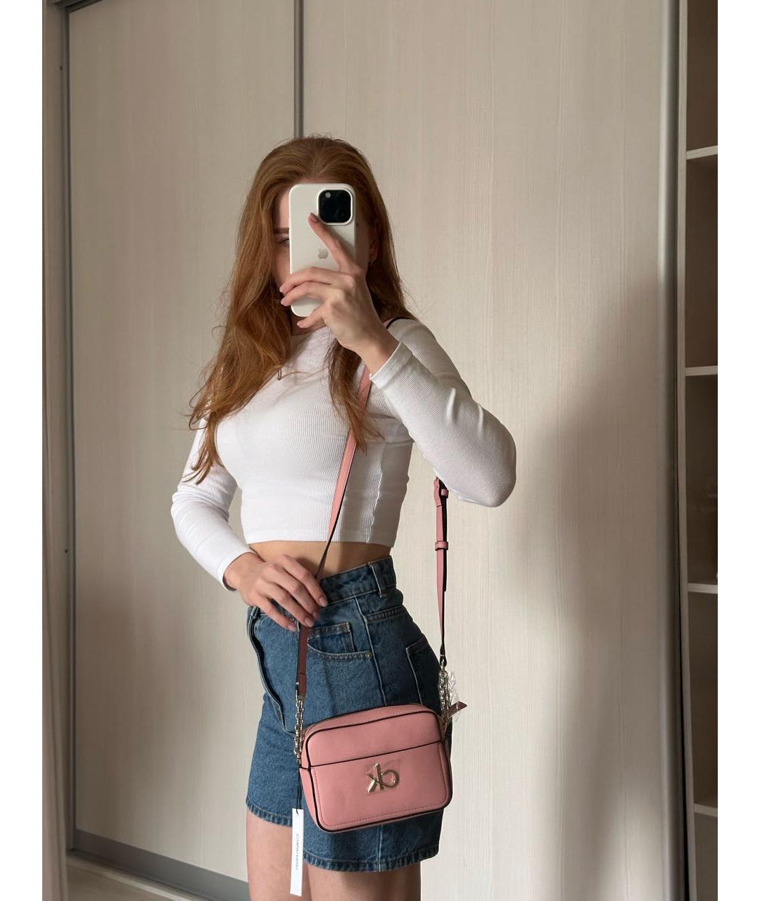 CALVIN KLEIN Розовая сумка через плечо из искусственной кожи, фото 7