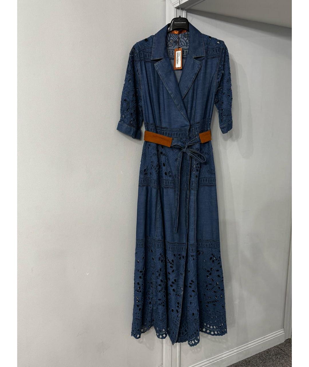 ERMANNO SCERVINO Синее хлопковое повседневное платье, фото 2