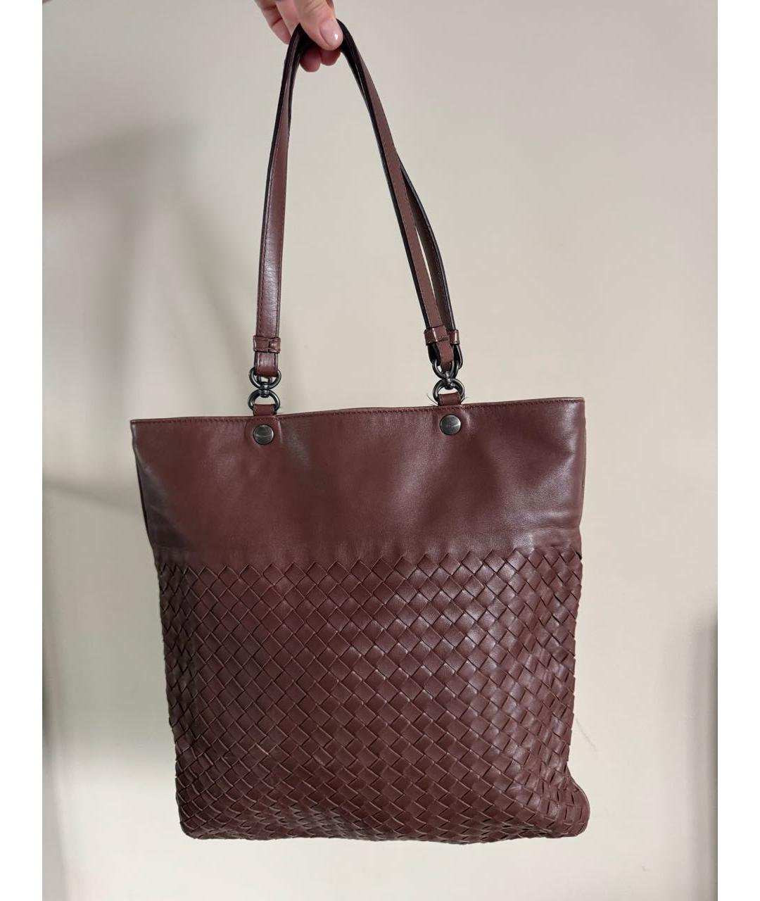 BOTTEGA VENETA Коричневая кожаная сумка тоут, фото 3