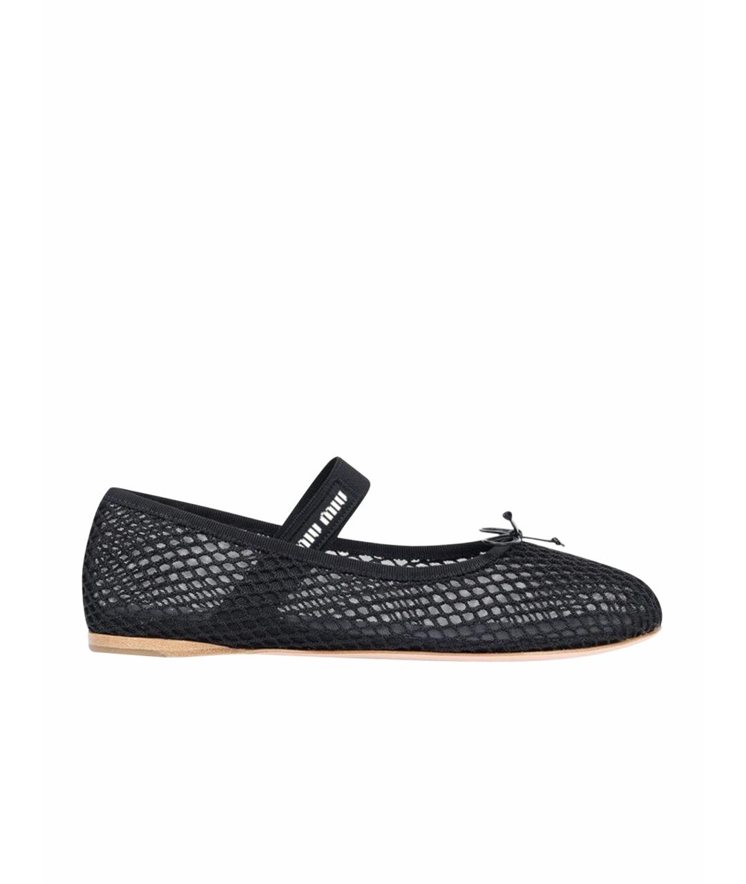 MIU MIU Черные текстильные балетки, фото 1
