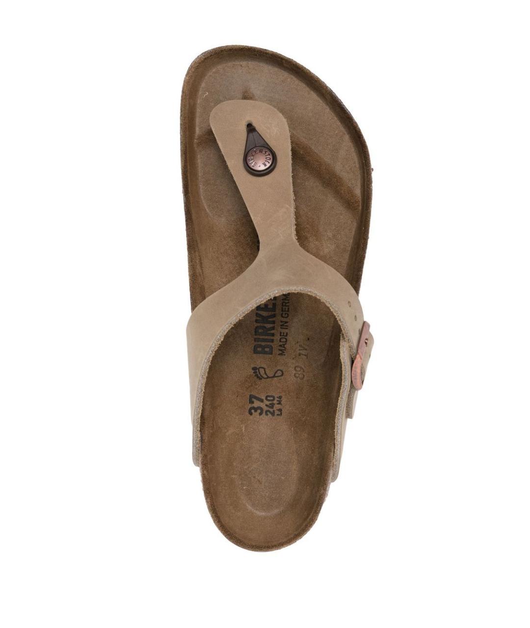 BIRKENSTOCK Бежевые кожаные шлепанцы, фото 2