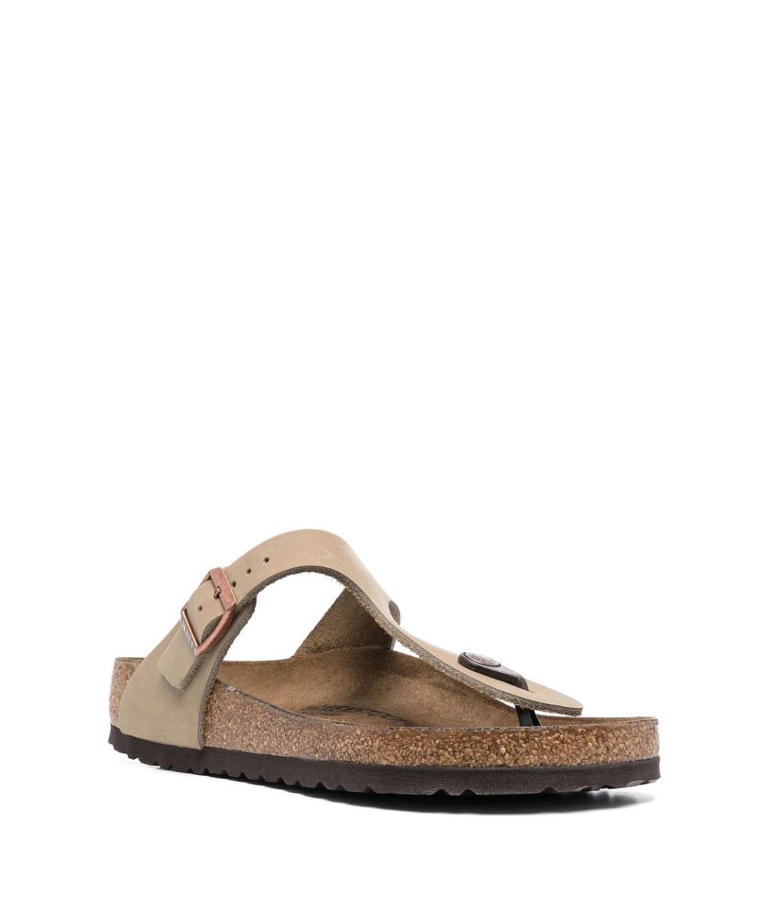 BIRKENSTOCK Бежевые кожаные шлепанцы, фото 4
