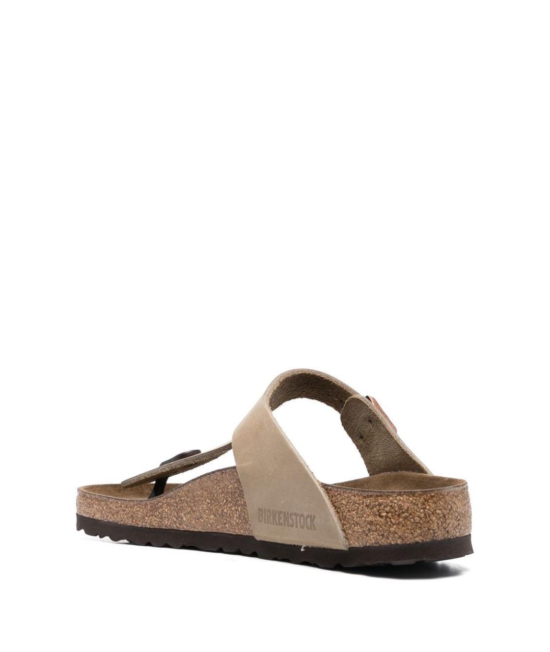 BIRKENSTOCK Бежевые кожаные шлепанцы, фото 3