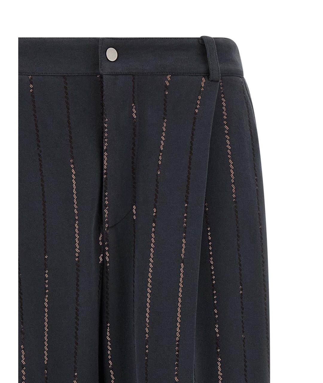 BRUNELLO CUCINELLI Антрацитовые хлопковые прямые брюки, фото 3