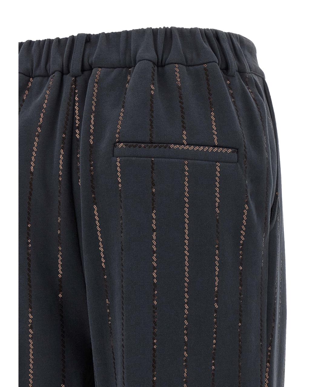 BRUNELLO CUCINELLI Антрацитовые хлопковые прямые брюки, фото 4