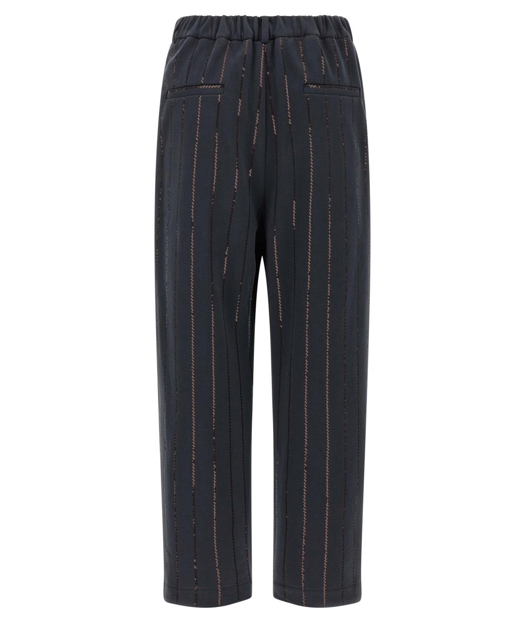 BRUNELLO CUCINELLI Антрацитовые хлопковые прямые брюки, фото 2