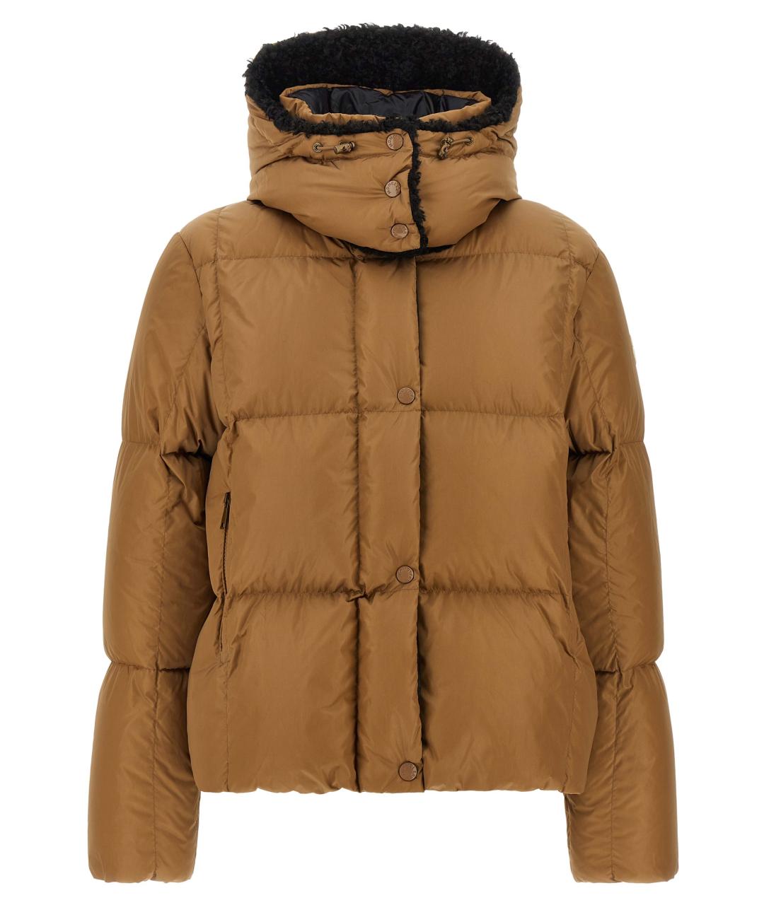 MONCLER Коричневый полиамидовый пуховик, фото 1