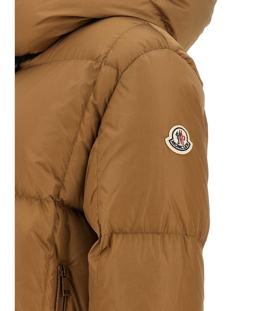 MONCLER Коричневый полиамидовый пуховик, фото 5