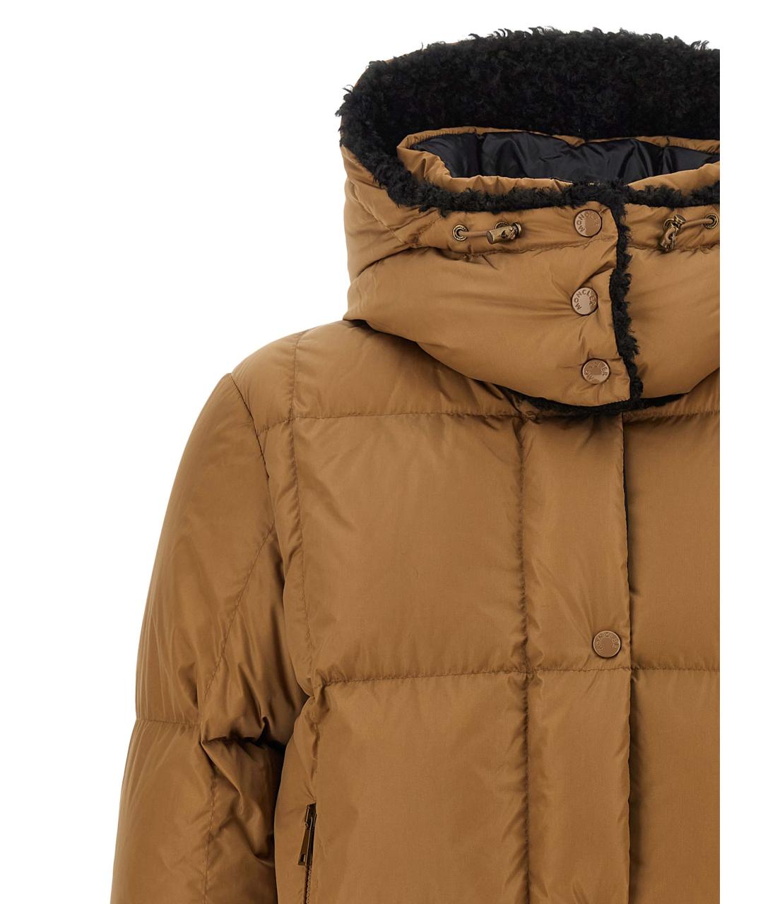 MONCLER Коричневый полиамидовый пуховик, фото 4