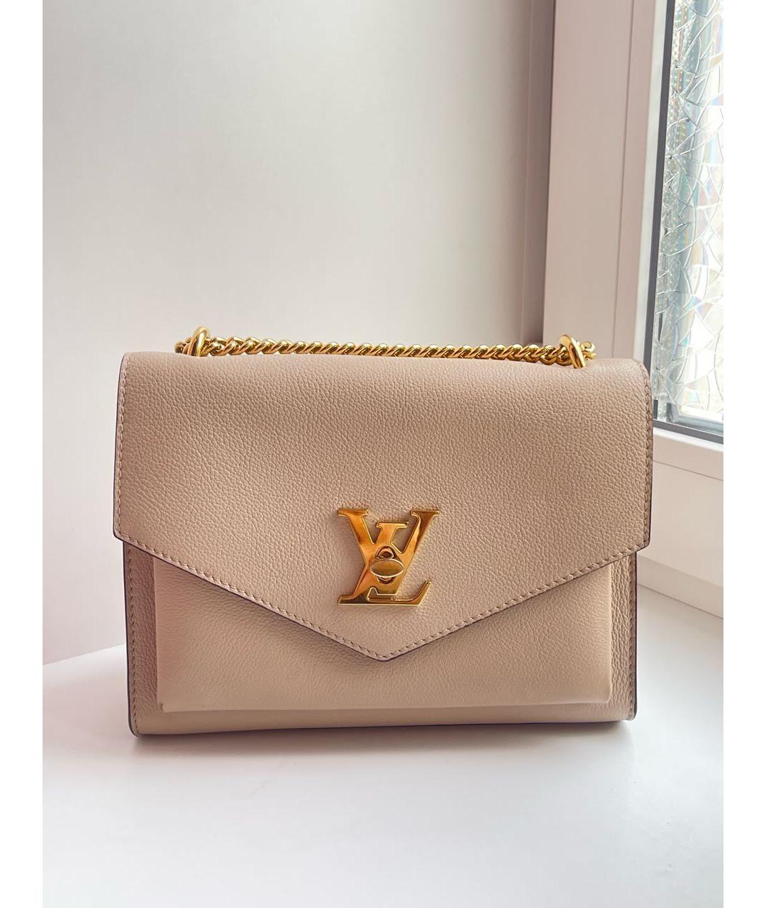 LOUIS VUITTON Бежевая кожаная сумка через плечо, фото 5