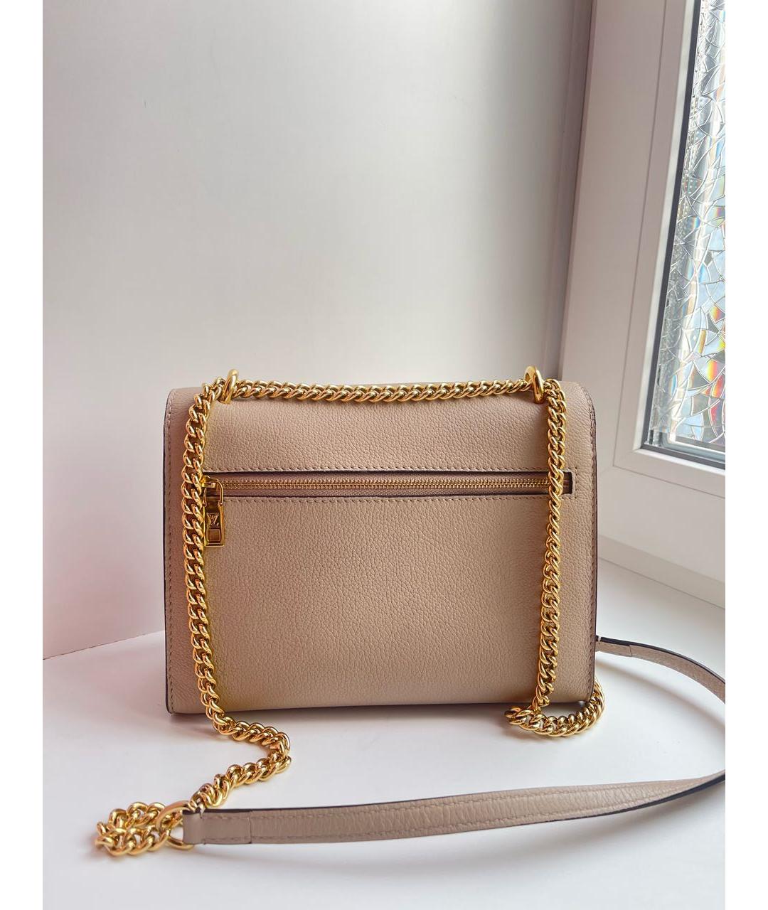 LOUIS VUITTON Бежевая кожаная сумка через плечо, фото 3