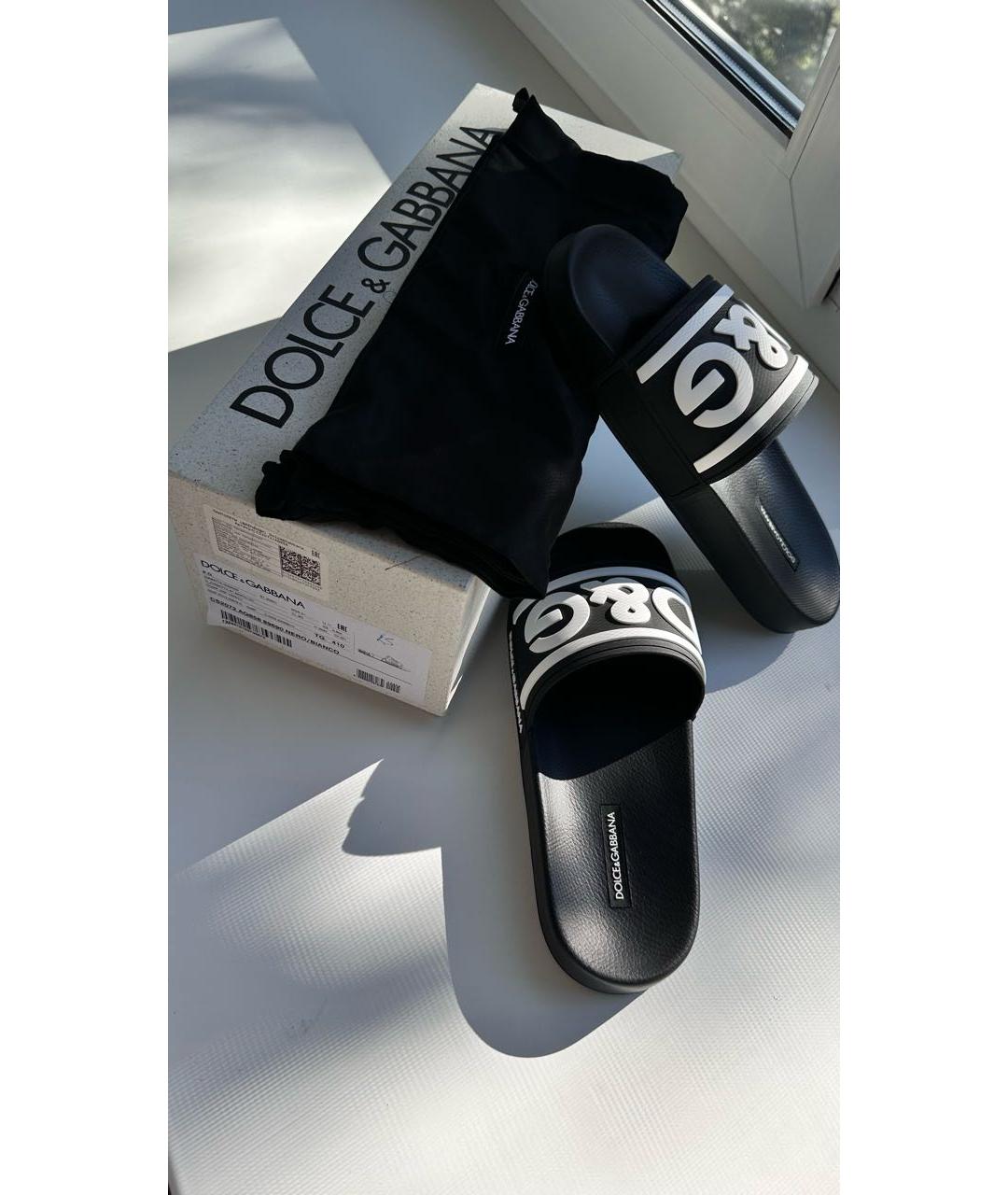 DOLCE&GABBANA Черные резиновые шлепанцы, фото 3