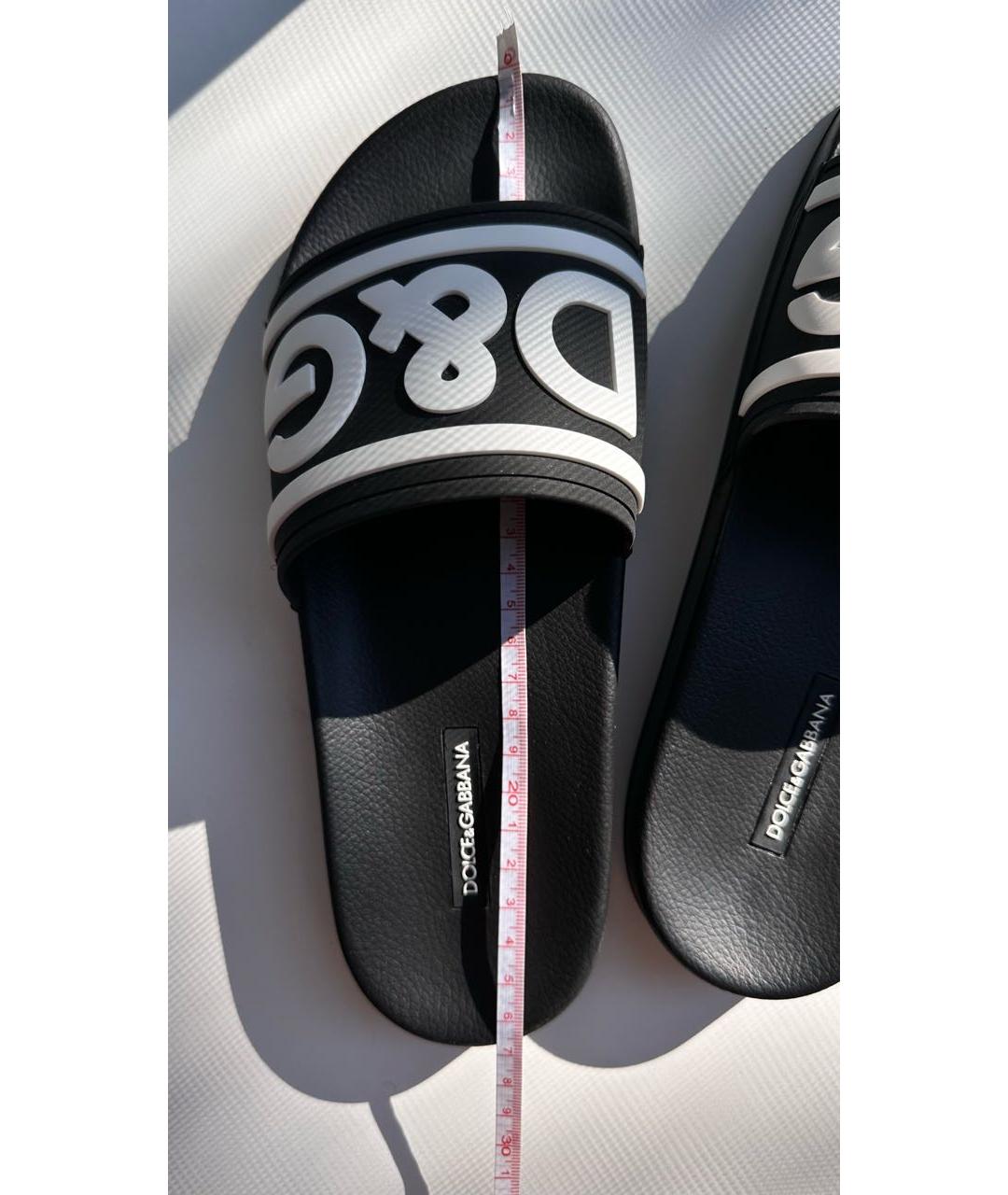 DOLCE&GABBANA Черные резиновые шлепанцы, фото 4