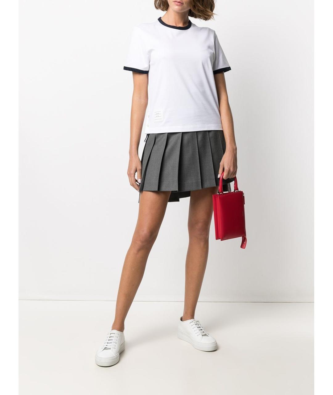 THOM BROWNE Белая хлопковая футболка, фото 3