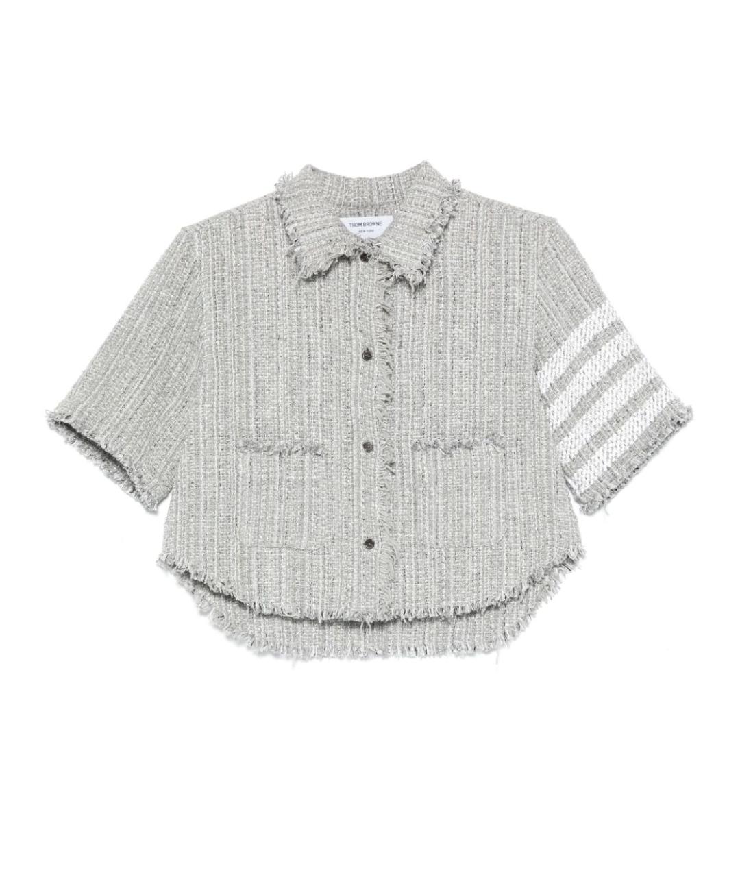 THOM BROWNE Серая хлопковая рубашка, фото 1