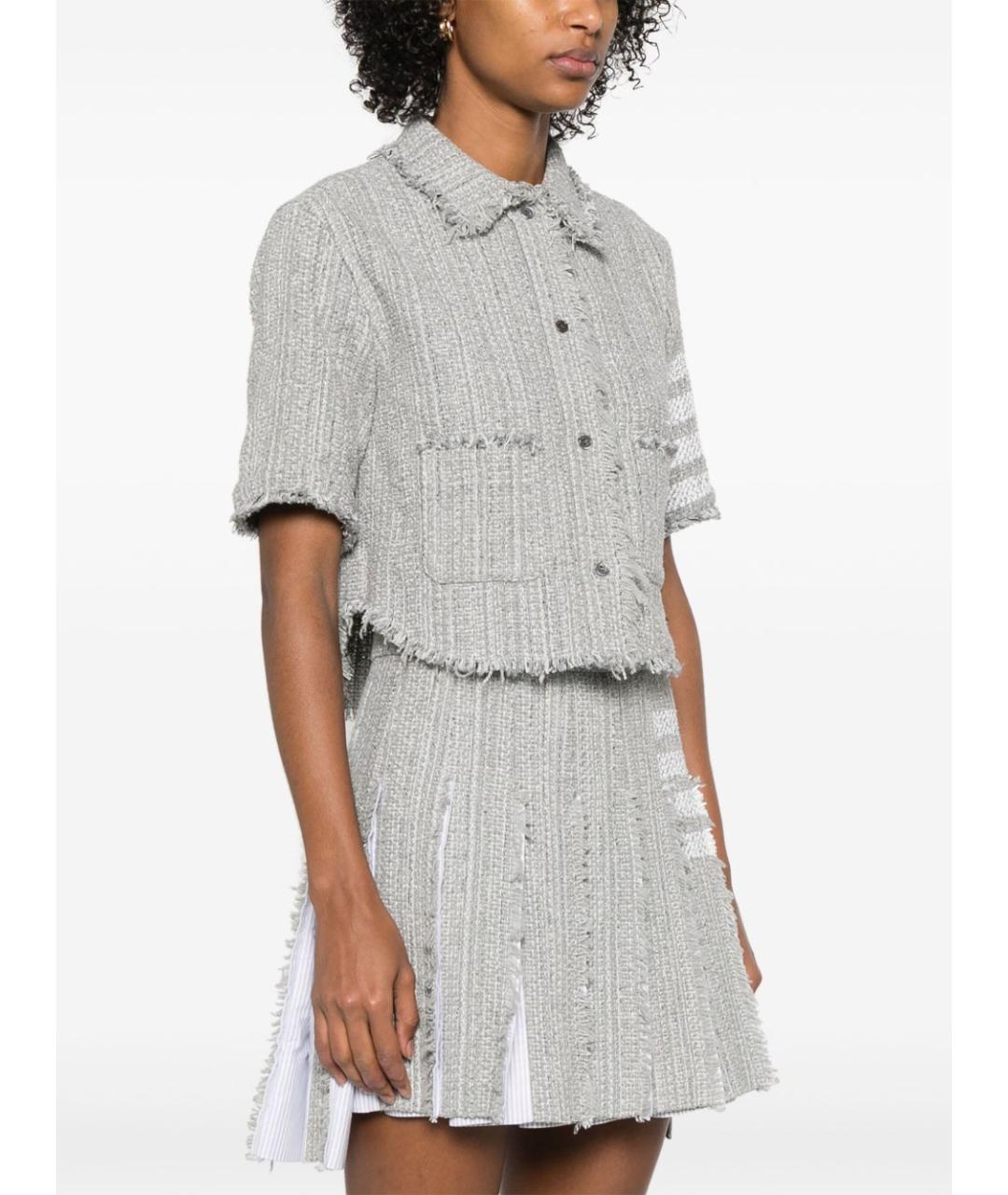 THOM BROWNE Серая хлопковая рубашка, фото 2