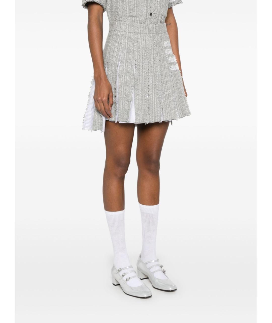 THOM BROWNE Серая хлопковая юбка мини, фото 5