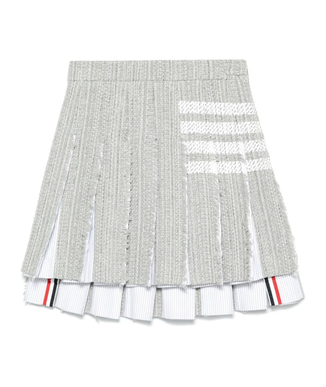 THOM BROWNE Серая хлопковая юбка мини, фото 1
