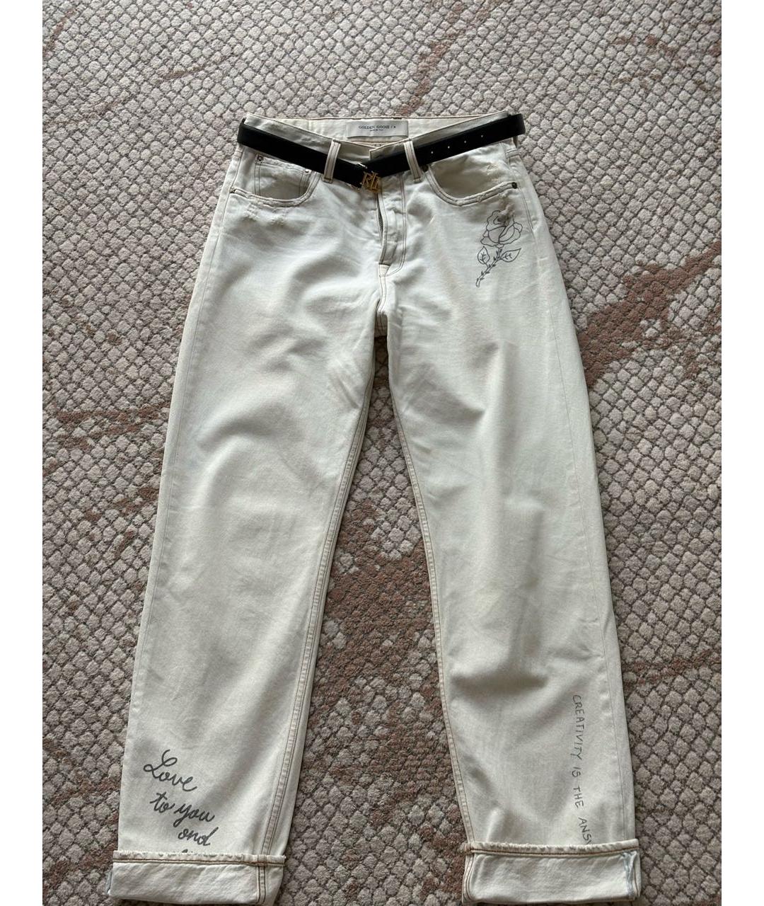GOLDEN GOOSE DELUXE BRAND Белые хлопковые прямые джинсы, фото 3