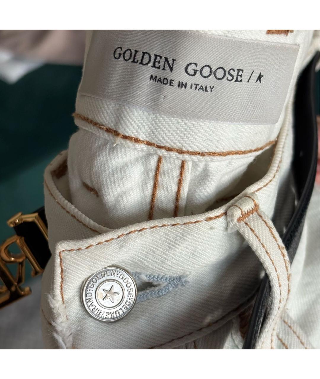 GOLDEN GOOSE DELUXE BRAND Белые хлопковые прямые джинсы, фото 5