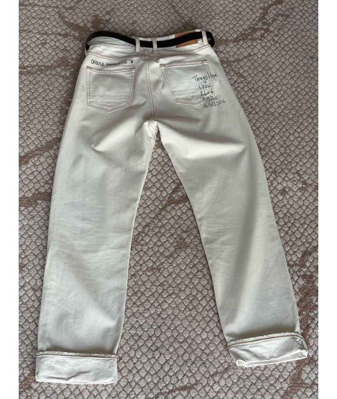 GOLDEN GOOSE DELUXE BRAND Белые хлопковые прямые джинсы, фото 4